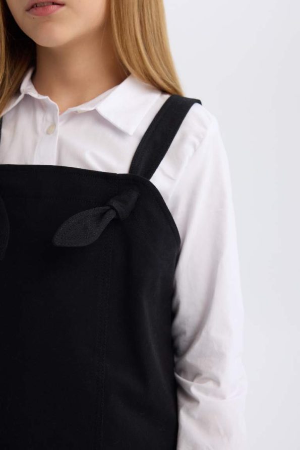 Girls' Sleeveless Gabardine Pinafore Dress
