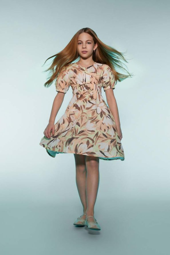 Girls' Cotton Printed Short Sleeve Summer Dress