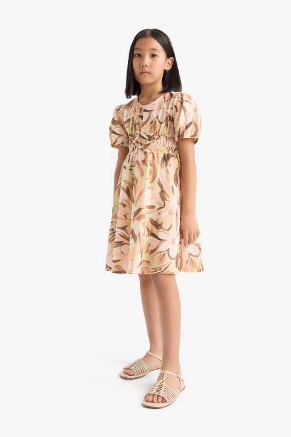 Girls' Cotton Printed Short Sleeve Summer Dress