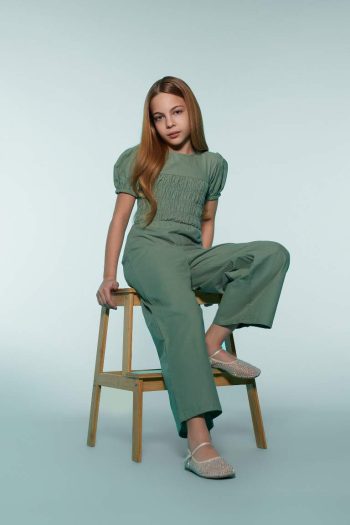 Girls' Cotton Short Sleeve Jumpsuit