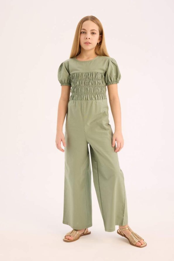 Girls' Cotton Short Sleeve Jumpsuit