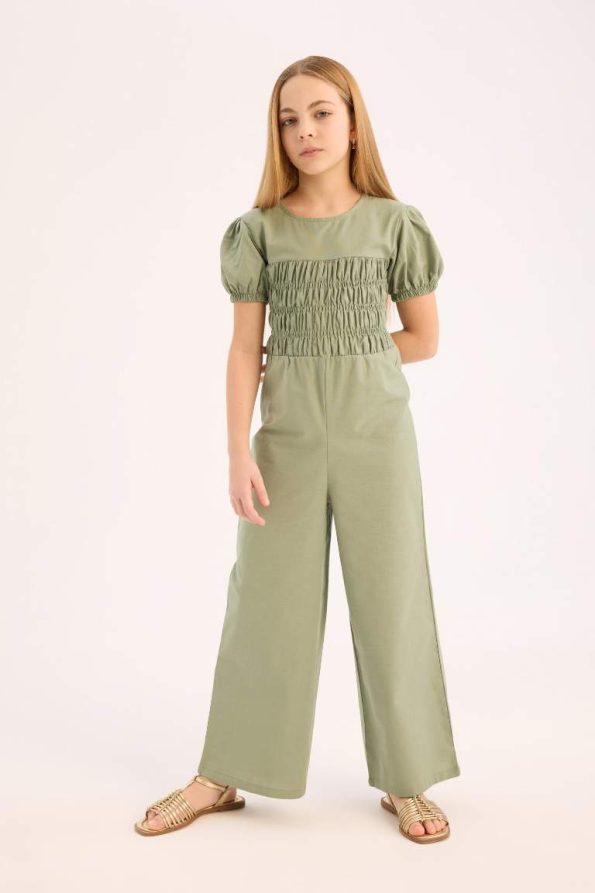 Girls' Cotton Short Sleeve Jumpsuit
