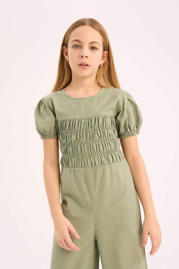 Girls' Cotton Short Sleeve Jumpsuit