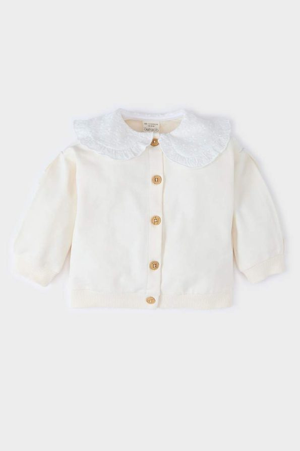 Baby Girl Lace Collar Buttoned Cardigan