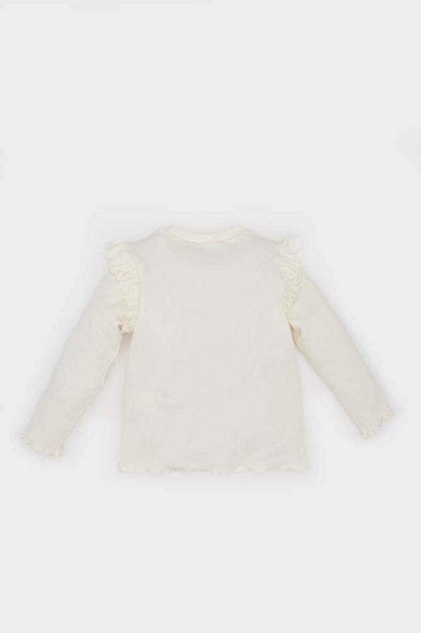 Girls' Long Sleeve Floral Ribbed T-Shirt
