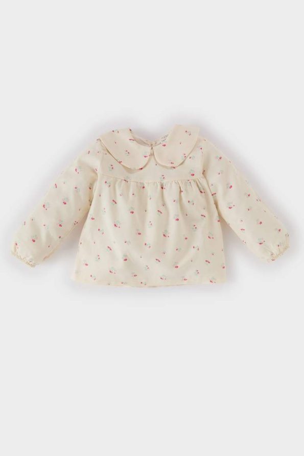 Girls' Floral Twill Long Sleeve Shirt