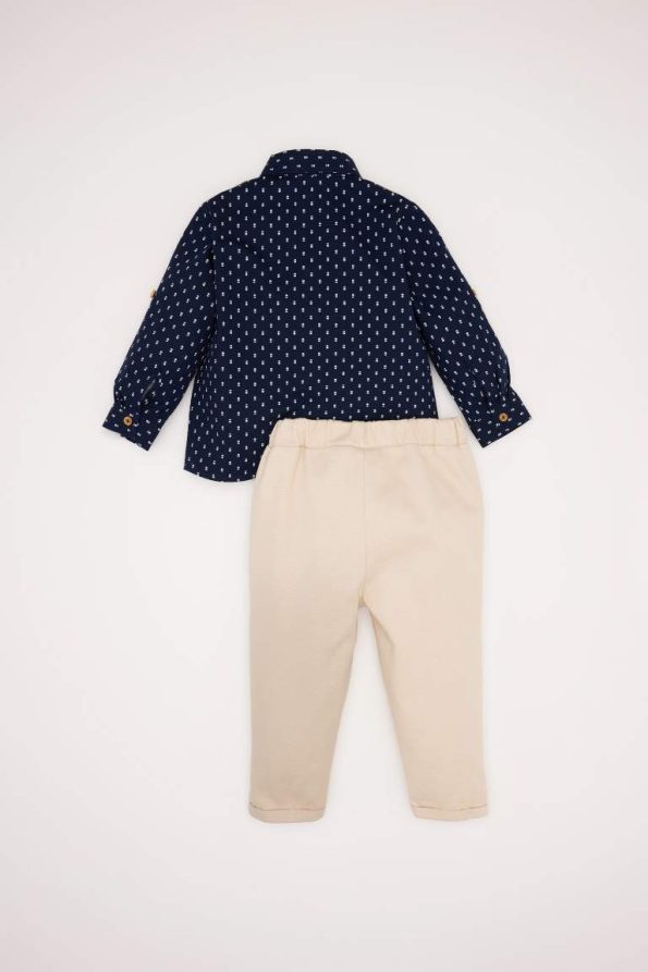 Boys' 2-Piece Set with Patterned Shirt and Elastic Waist Pants