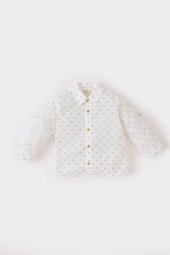 Boys' 3-Piece Outfit with Patterned Long Sleeve Shirt, Pants, and Suspender
