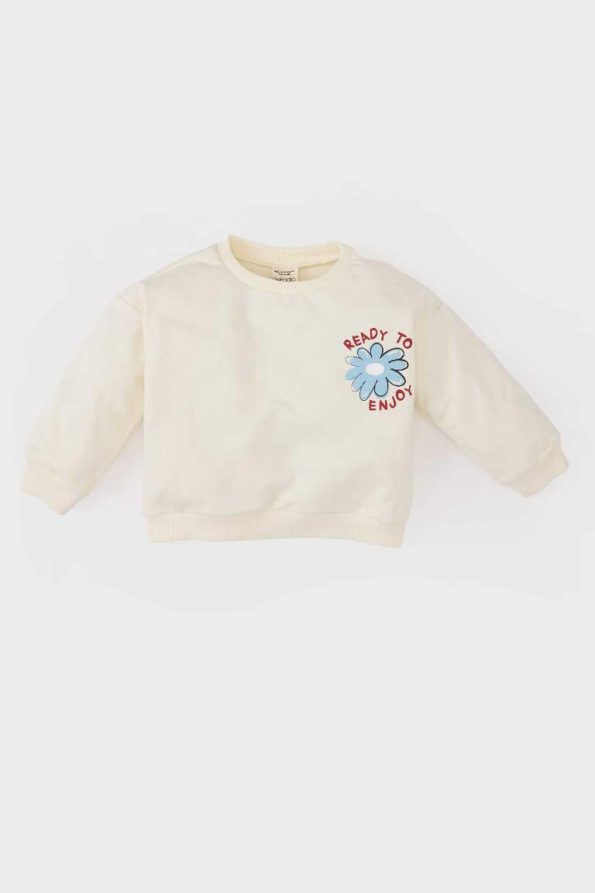 Girls' Printed Sweatshirt with Crew Neck