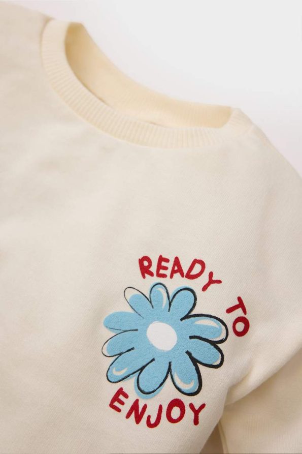 Girls' Printed Sweatshirt with Crew Neck