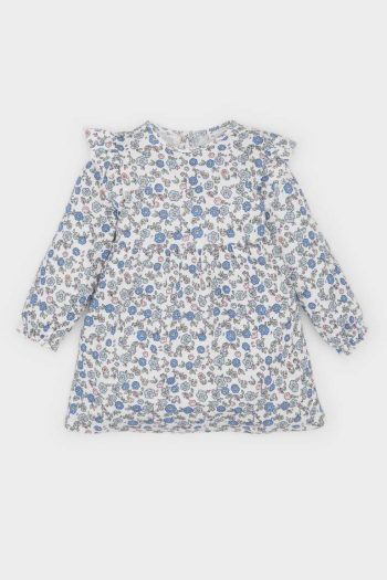 Girls' Floral Long Sleeve Waffle Dress