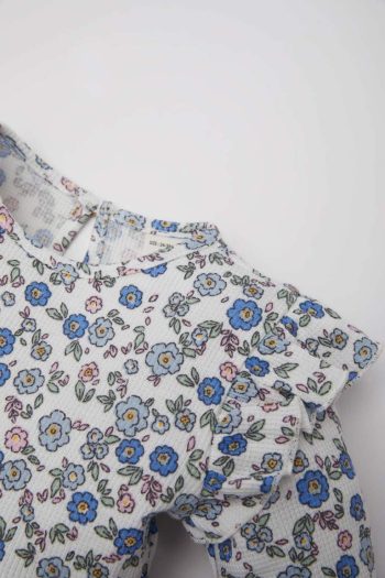 Girls' Floral Long Sleeve Waffle Dress