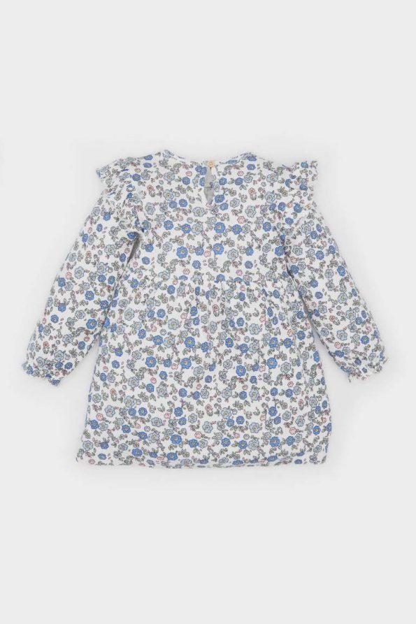 Girls' Floral Long Sleeve Waffle Dress