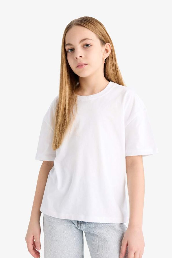 Girls' Relax Fit Crew Neck Basic Short Sleeve T-Shirt 2-Pack