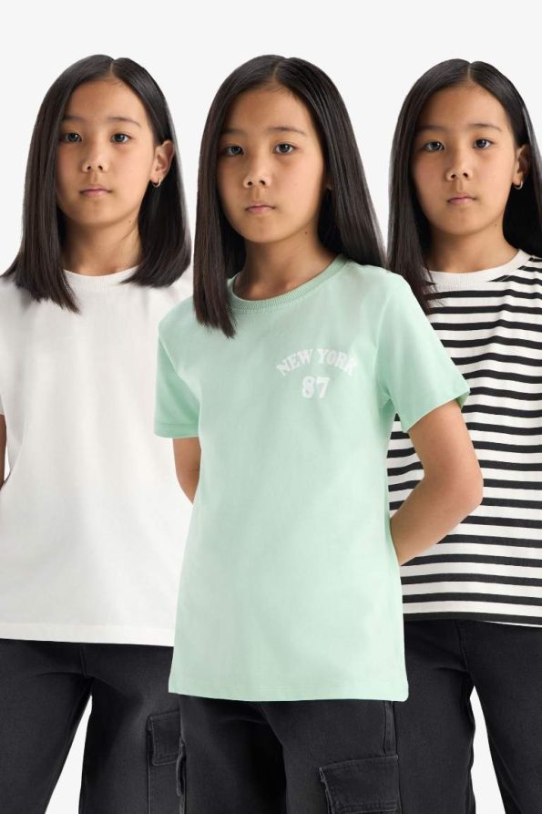 Girls' Relaxed Fit Crew Neck Short Sleeve T-Shirt Set