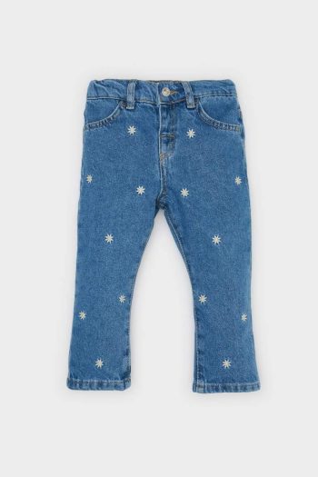 Girls' Floral Wide Leg Jeans