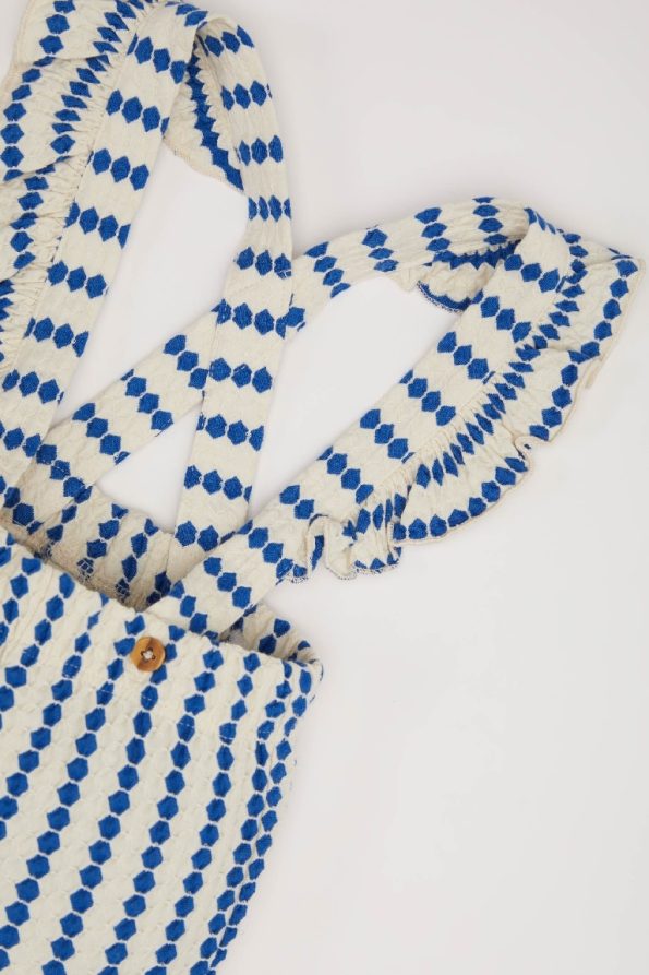 Girls' Patterned Pocket Strap Pants