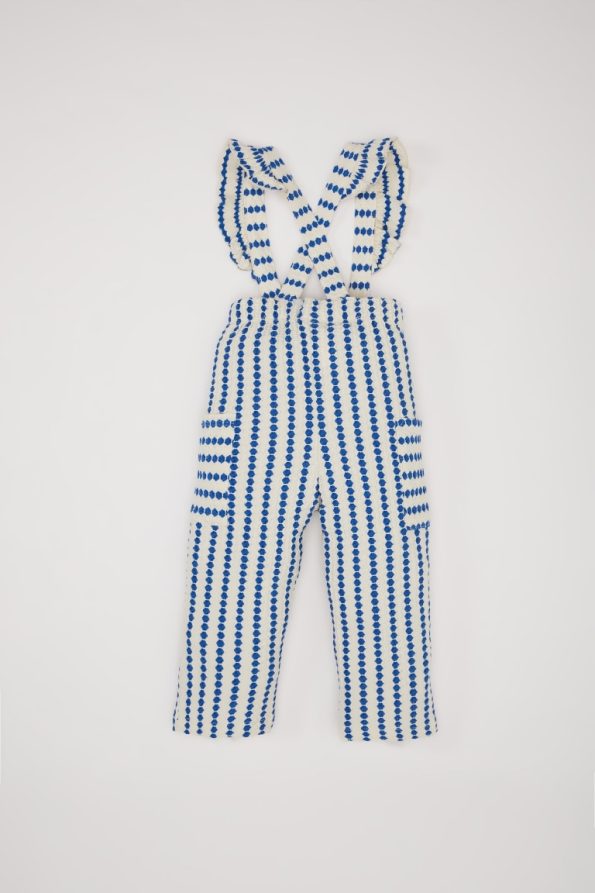 Girls' Patterned Pocket Strap Pants
