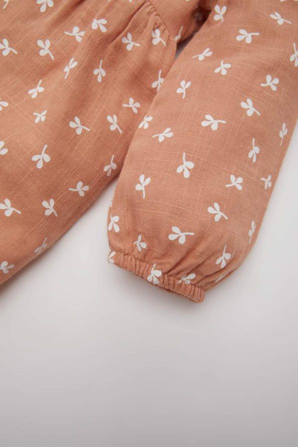 Girls' Floral Long Sleeve Muslin Dress