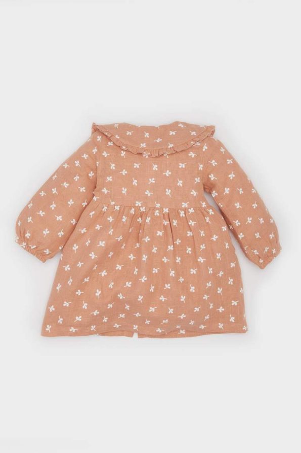 Girls' Floral Long Sleeve Muslin Dress
