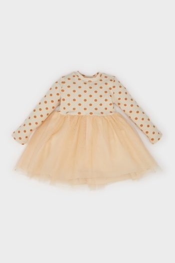 Girls' Floral Long Sleeve Tulle Dress