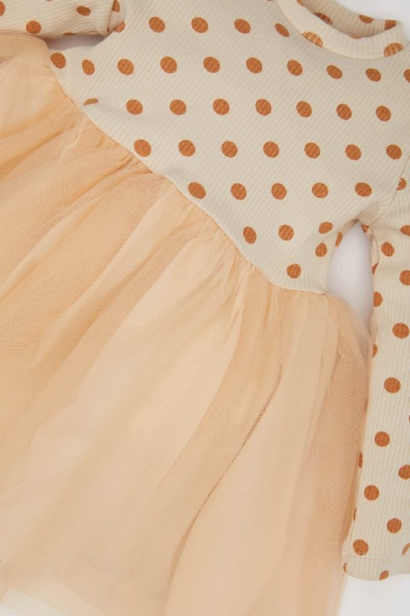 Girls' Floral Long Sleeve Tulle Dress
