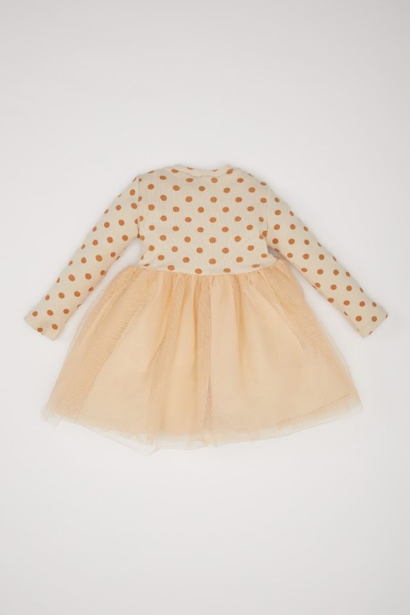 Girls' Floral Long Sleeve Tulle Dress