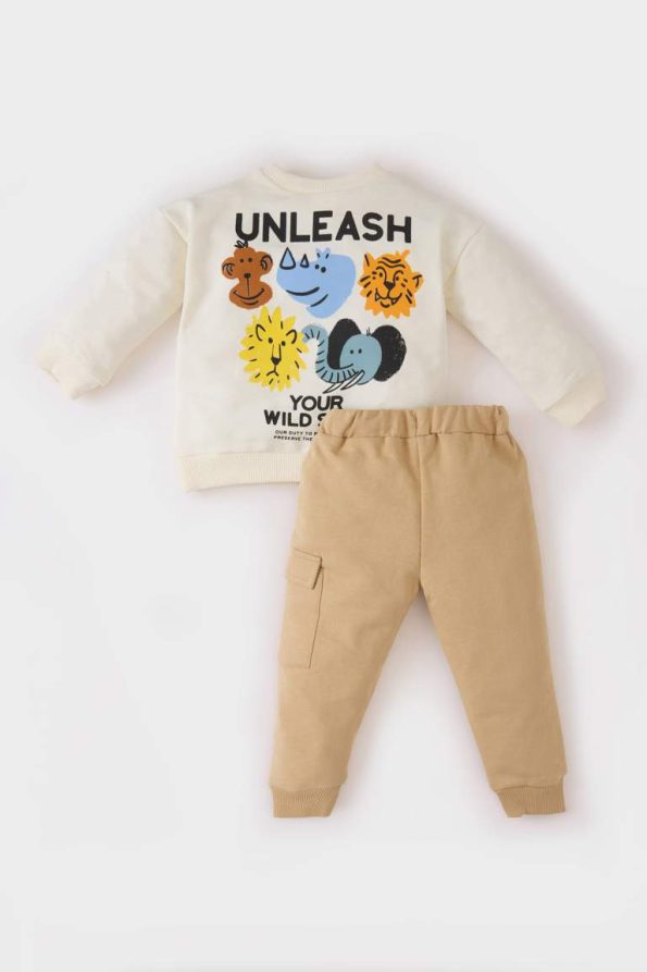 Boys' Two-Piece Set with Printed Sweatshirt and Elastic Waist Pants