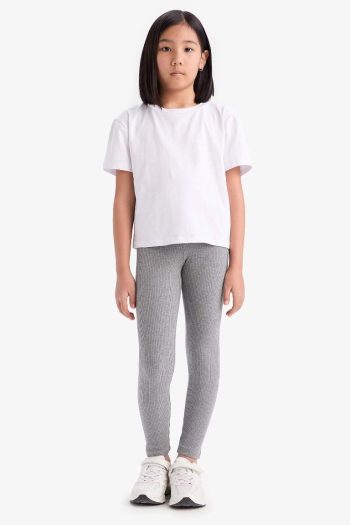Girls' Ribbed Long Leggings
