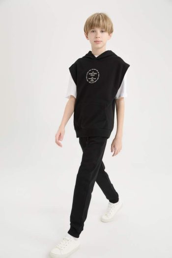 Boys' 3-Piece Set with Hooded Sleeveless Sweatshirt, Short-Sleeve T-Shirt, and Elastic Waist Jogger Pants
