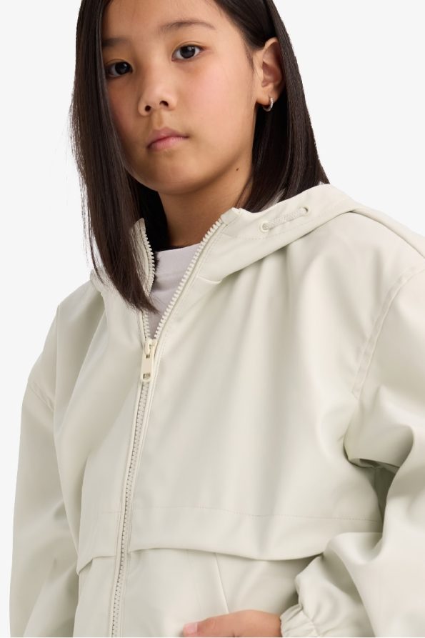 Girls' Waterproof Hooded Zip-Up Raincoat