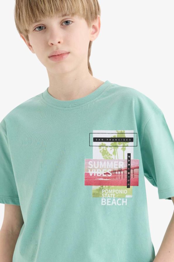 Boys' Printed Crew Neck Short Sleeve T-Shirt