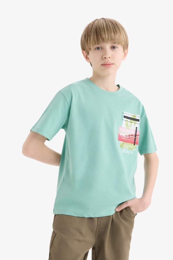Boys' Printed Crew Neck Short Sleeve T-Shirt