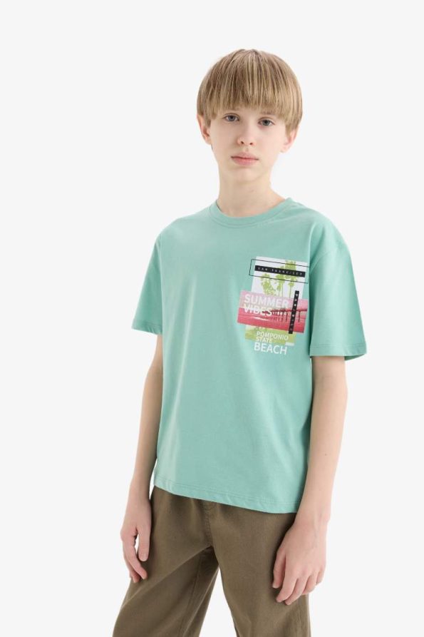 Boys' Printed Crew Neck Short Sleeve T-Shirt