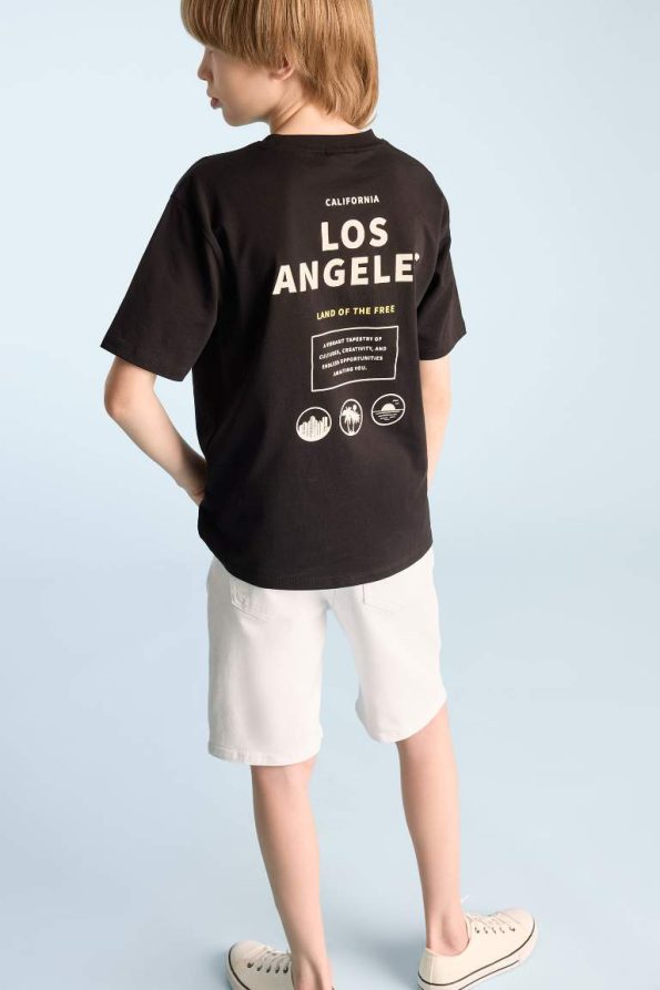 Boys' Short Sleeve Crew Neck T-Shirt with Back Print