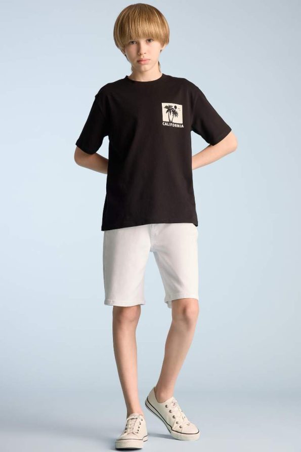 Boys' Short Sleeve Crew Neck T-Shirt with Back Print