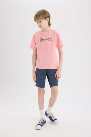 Boys' Short Sleeve Crew Neck T-Shirt with Back Print