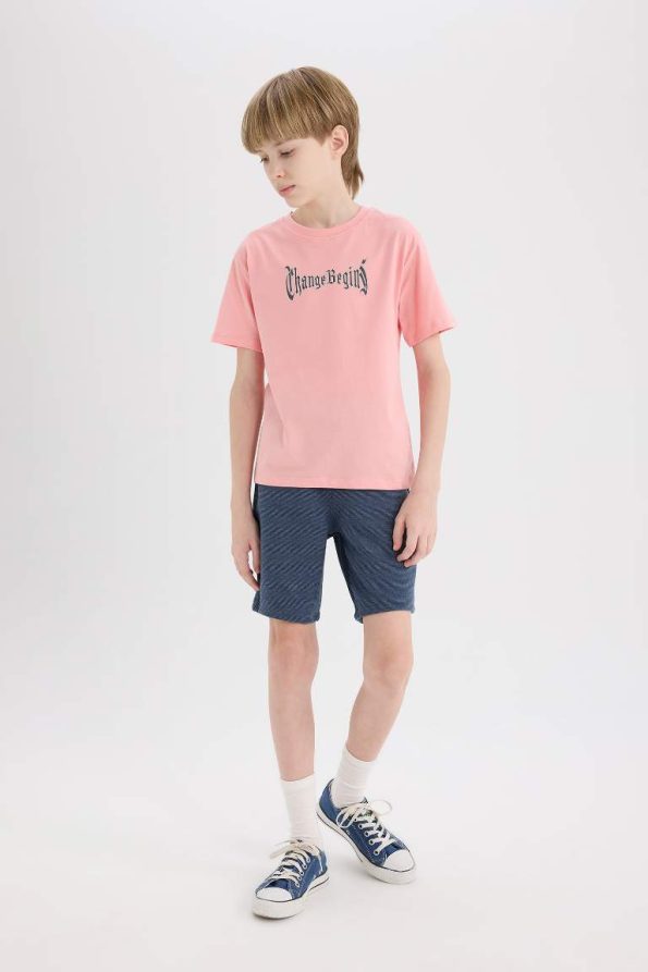 Boys' Short Sleeve Crew Neck T-Shirt with Back Print