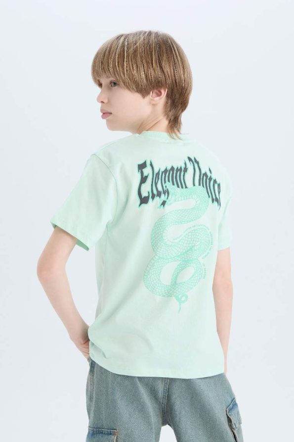 Boys' Short Sleeve Crew Neck T-Shirt with Back Print