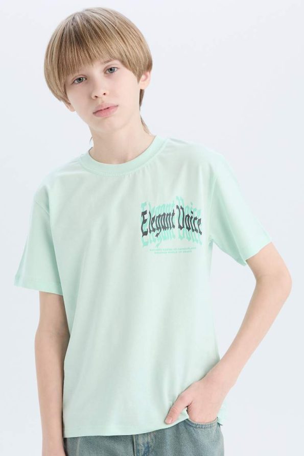 Boys' Short Sleeve Crew Neck T-Shirt with Back Print