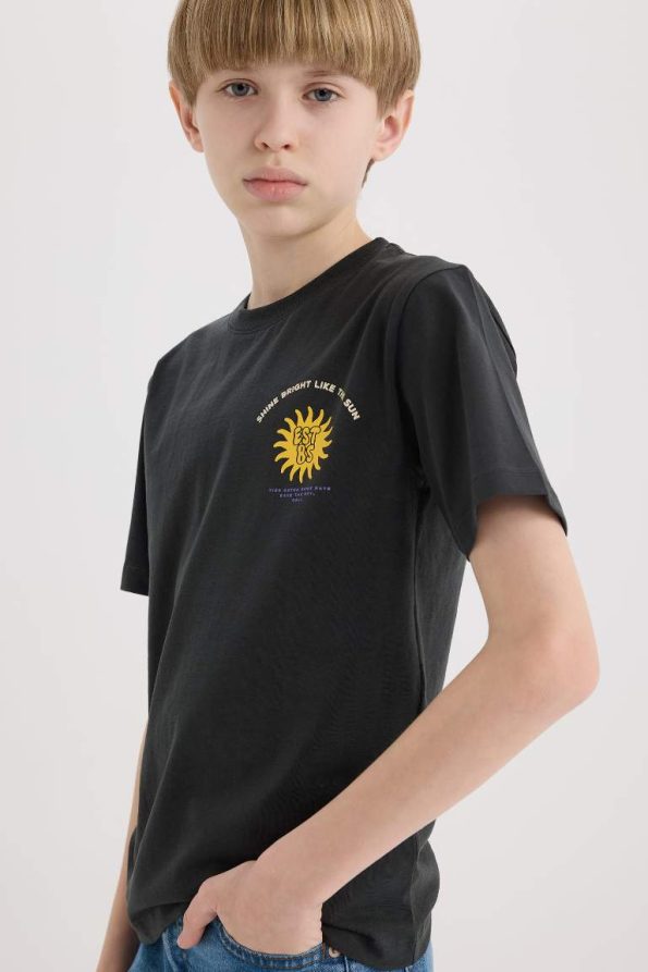Boys' Printed Crew Neck Short Sleeve T-Shirt