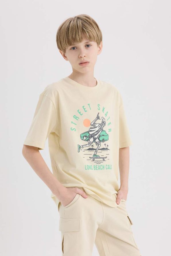 Boys' Printed Crew Neck Short Sleeve T-Shirt