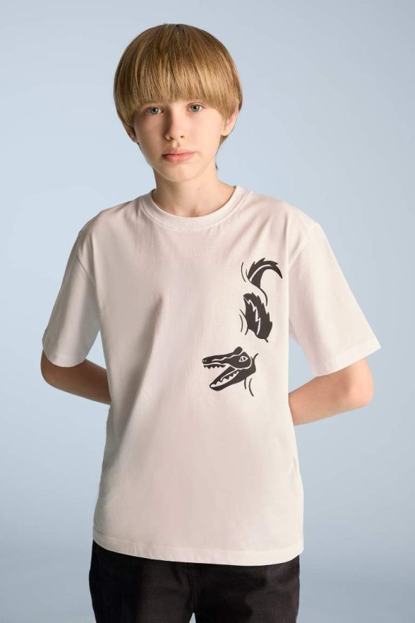 Boys' Printed Short Sleeve Crew Neck T-Shirt