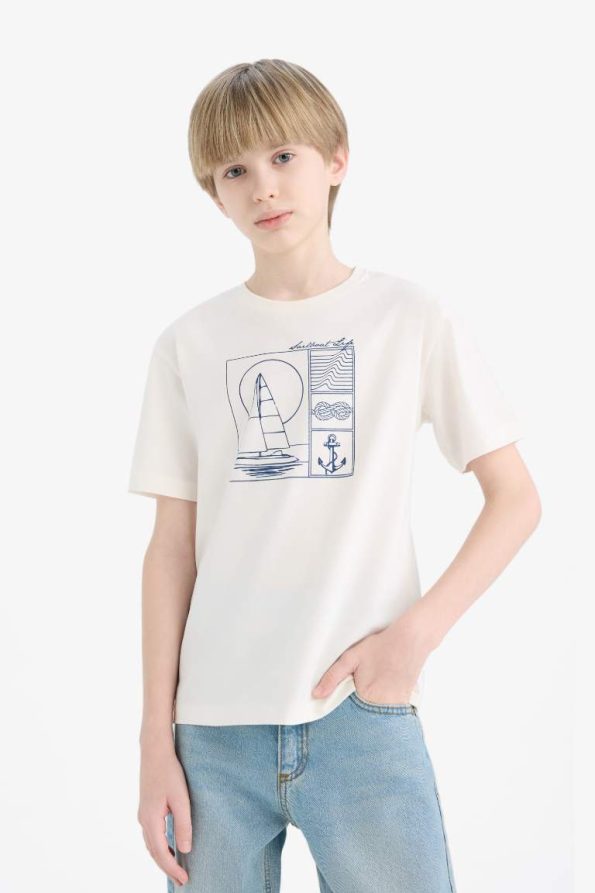 Boys' Printed Short Sleeve Crew Neck T-Shirt