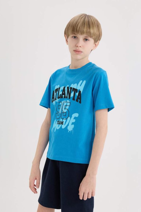 Boys' Short Sleeve Printed T-Shirt with Crew Neck