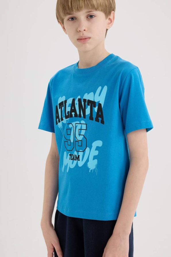 Boys' Short Sleeve Printed T-Shirt with Crew Neck