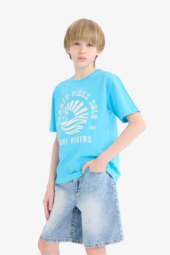 Boys' Printed Crew Neck Short Sleeve T-Shirt