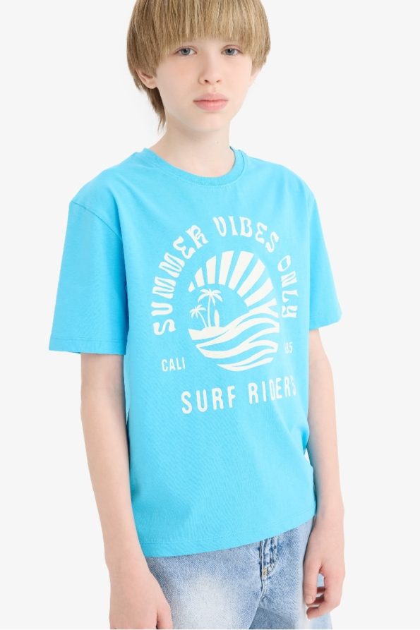 Boys' Printed Crew Neck Short Sleeve T-Shirt