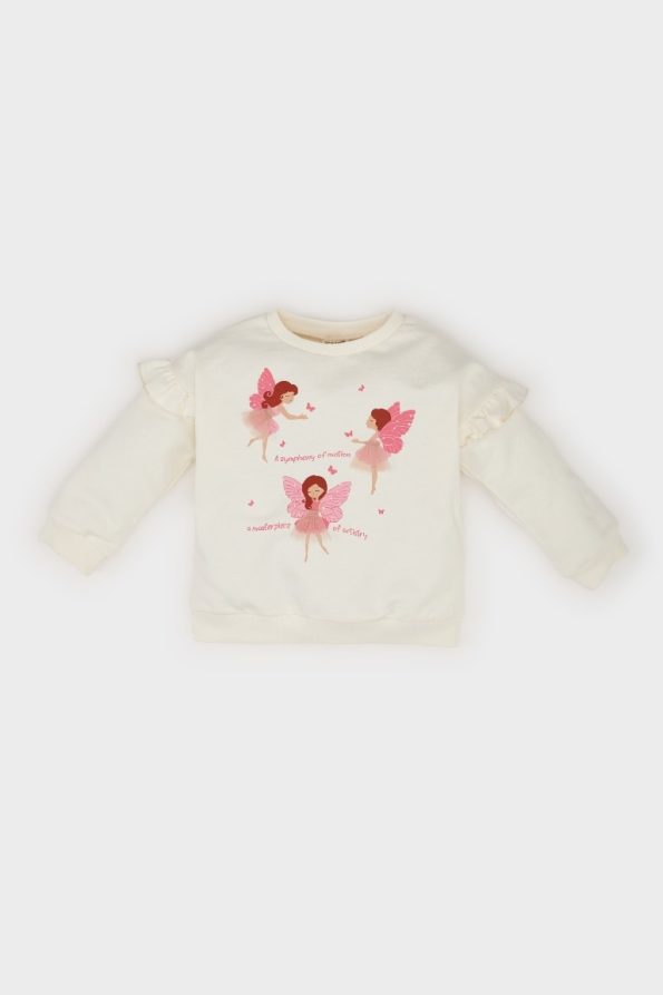 Girls' Baby Ballerina Print Crew Neck Sweatshirt