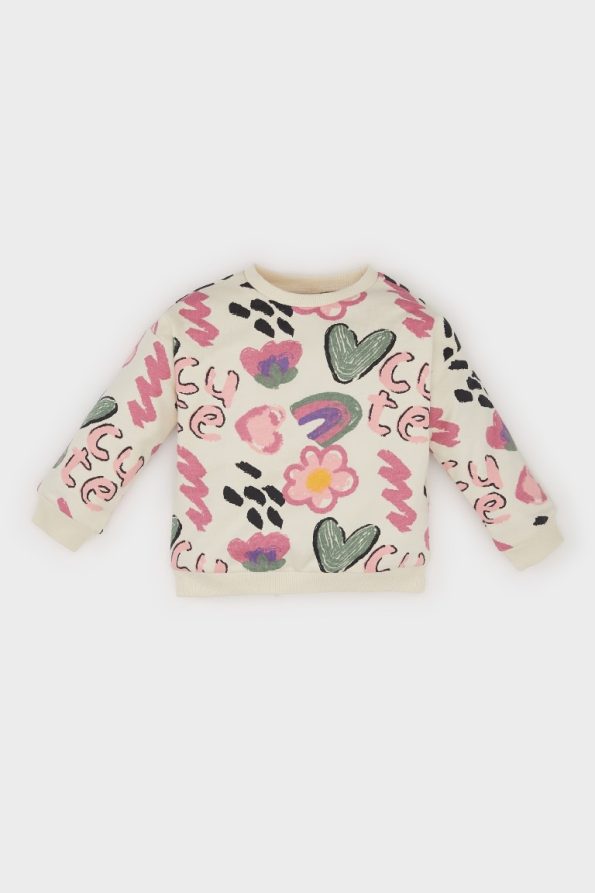 Girls' Printed Crew Neck Sweatshirt